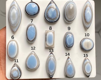 Natural Owyhee Blue Opal Eye Cabochon, Loose Gemstone, Flat Back Stone for Wire Wrapping, Pendant, Ring & Jewelry Making