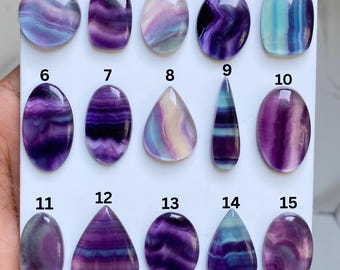 Cabochão de Fluorita Arco-Íris, Gema de Fluorita Natural, Cristal Roxo-Azul para Fabricação de Joias