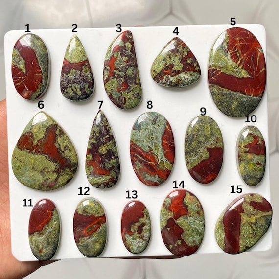 Dragon Blood Jasper Cabochon | Natural Bloodstone Loose Gemstone | Red Green Jasper Stone | Jewelry Making | Wire Wrapping | Pendant Stone