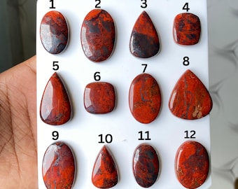 Lote de cabochões de hematita vermelha natural AAA, um lote de hematita jaspelita polida em formatos variados, pedra preciosa para confecção de pingentes e joias.