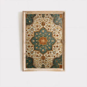 Isfahan Iran Vintage persisk blommig gobelängtryck Dark Academia väggkonst