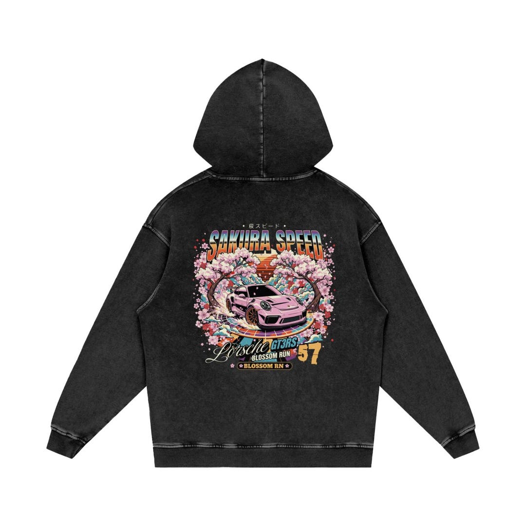 Sakura Racing Sakura Racing Porsche GT3RS - Snow Washed Loose Cotton Hoodie - Etsy