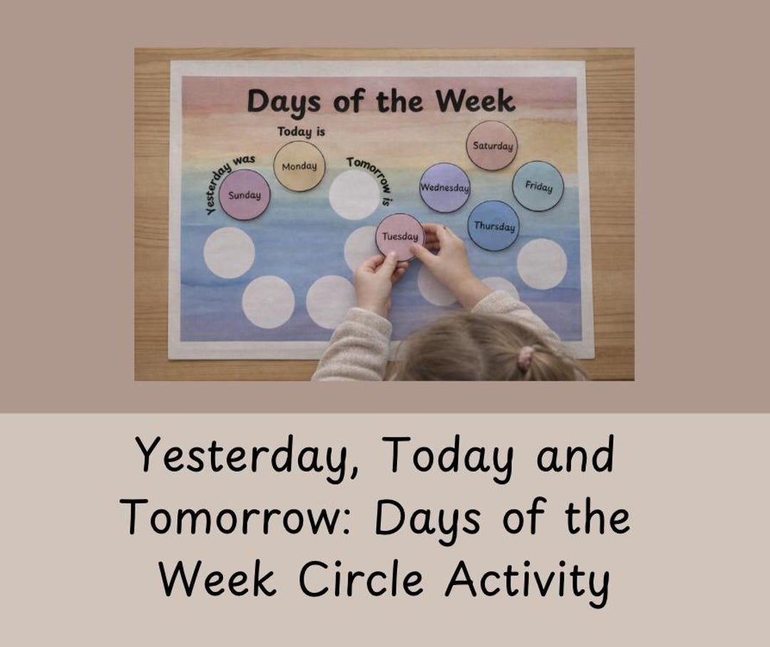 Yesterday, Today and Tomorrow: Days of the Week Circle Activity - Etsy