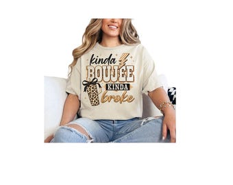 Kinda Boujee Kinda Broke Leopard Print PNG, Coquette Bow Sublimation Design (Digital Download)