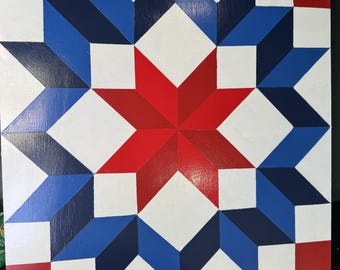 Patriotic Carpenters Wheel Barn Quilt, 2x2 on ACM