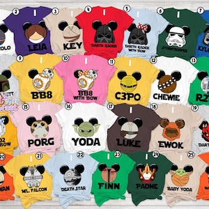 StarWars Characters Halloween Costume Shirt, Baby Yoda Darth Vader Storm Trooper Han Solo, Galaxy's Edge Shirt, Disneyland Trip Tee Bild 1