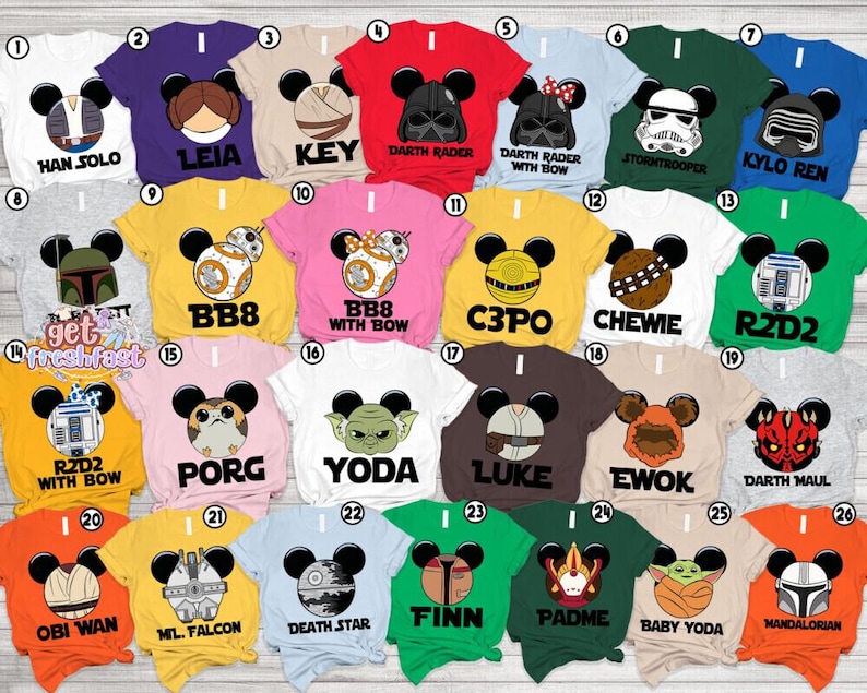 StarWars Characters Halloween Costume Shirt, Baby Yoda Darth Vader Storm Trooper Han Solo, Galaxy's Edge Shirt, Disneyland Trip Tee Bild 1