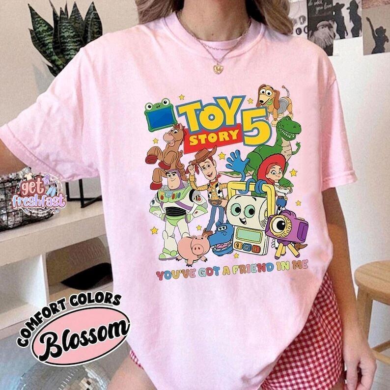 Toy Story 5 Characters Graphic T-Shirt, You've Got a Friend In Me Tee, Woody Buzz Jessie, Family Matching Trip Shirt image 2