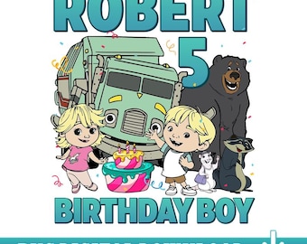 Benutzerdefinierte Name Mülltruck Geburtstag Sofort-Download, Familie passende PNG, lustige Cartoon PNG, Geburtstagsgeschenk, Mülltruck Digitaler Download