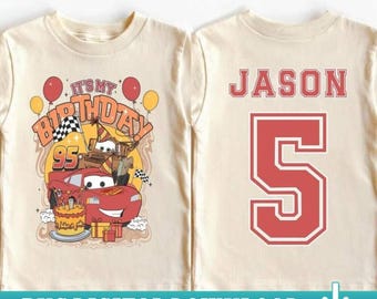 Custom Disneyland Cars Birthday Boy PNG, Personalized Name and Age Lightning McQueen Birthday, Disneyland Race Car Birthday PNG Download