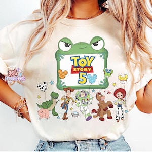 Disneyland Pixar Toy Story 5 Balloons Shirt, Disneyworld Toy Story Shirt, Toy Story Family Tee, Woody Buzz Lightyear Jessie Aliens Rex image 1