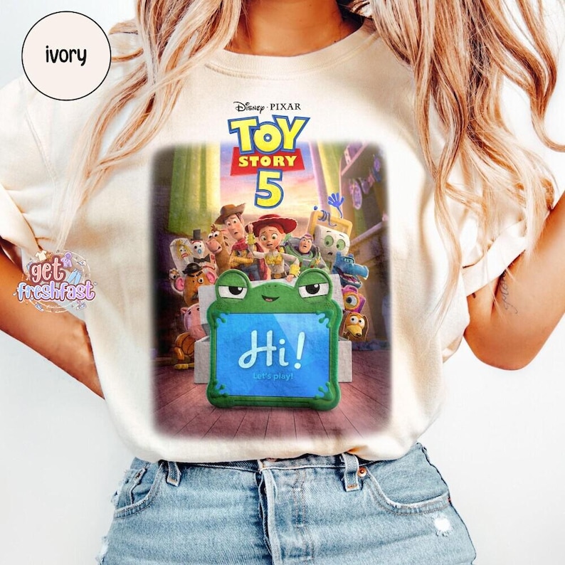 Disney Pixar Toy Story 5 Shirt, Lilypad Toy Story Comfort Colors Shirt, Woody Buzz Lightyear Lilypad Shirt, Disney Movie Characters Tee Bild 1
