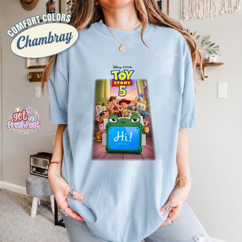 Disney Pixar Toy Story 5 Shirt, Lilypad Toy Story Comfort Colors Shirt, Woody Buzz Lightyear Lilypad Shirt, Disney Movie Characters Tee image 6