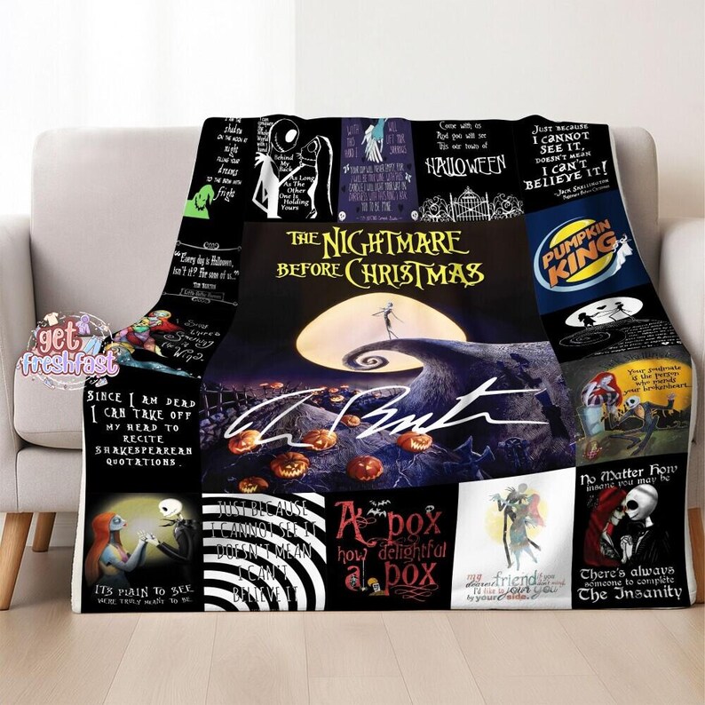 The Nightmare Before Christmas Fleece Blanket, Jack Skellington And Sally Blanket, Halloween Movie Fleece Throw Blanket For Bed Couch Sofa image 2