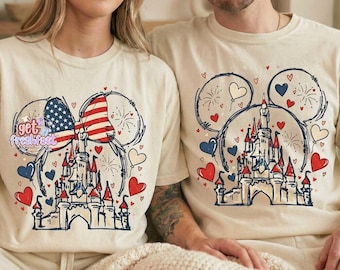 Disneyland Castle Fourth of July Shirt Comfort Colors, Magic Kingdom Cinderella Castle Patriotic 4th of July Tee, Gift USA Pride Tee