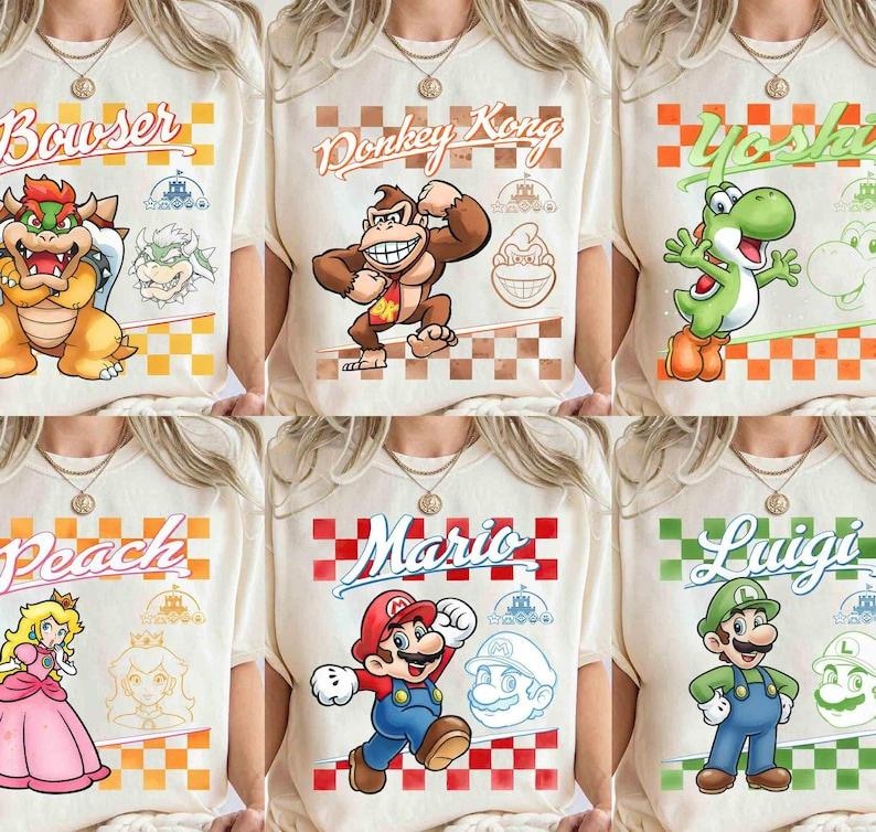 Personaliza personajes de Super Mario Retro PNG, descarga instantánea de Nintendo World Family Matching Holiday, regalos de viaje de cumpleaños de Super Mario imagen 2
