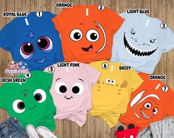 Finding Nemo Halloween Costume Shirt, Disneyland Family Vacation Tee, Character Face Matching Tops, Halloween 2026 Outfit, Dory Nemo Top