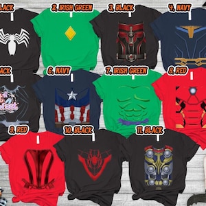 Marvel Avengers Endgame Costume Halloween Shirt, Spiderman Ironman Captain America Shirt, Superheroes Cosplay Party 2026 Tee afbeelding 2