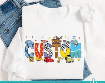 Personalized Name Disneyland Cars SVG, Cars Family Matching Shirts Design, Group Disneyland Cars Birthday Custom PNG Download