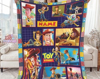 Personalized Disneyland Pixar Toy Story Blanket, Custom Name Baby Girl Boy Blanket, Toy Story Birthday Gift, Disneyland Xmas Blanket Gift