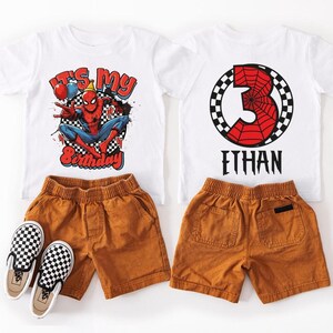 Marvel All Characters Birthday Party Gift, Spidey Hulk Doctor Strange Iron Man Shirt, Disneyland Superhero Birthday Toddler Youth Tee image 3