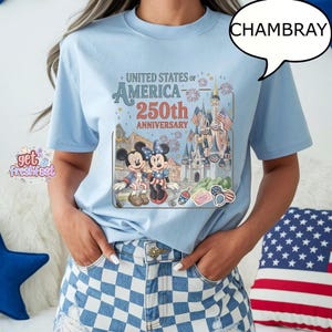Camiseta Comfort Colors del 250 aniversario de Estados Unidos, camiseta de Disneyland del 4 de julio, camiseta de Feliz Cuatro de Julio imagen 1