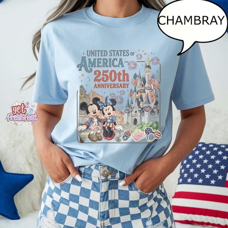 Camiseta Comfort Colors del 250 aniversario de Estados Unidos, camiseta de Disneyland del 4 de julio, camiseta de Feliz Cuatro de Julio imagen 1