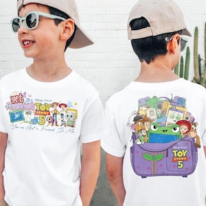 2-Sided Disneyland Pixar Toy Story 5 Comfort Colors Shirt, You've Got A Friend In Me Tee, Woody Etch Lenny Mr Spell Vacation 2026 Tee afbeelding 1