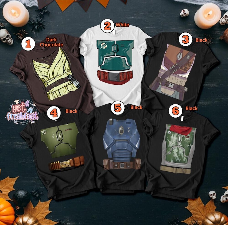 Custom Starwars Armor Shirt, Mandalorian Costume Tee, Halloween Group Gift 2026, Galactic Cosplay Top, Sci-Fi Movie Apparel image 1