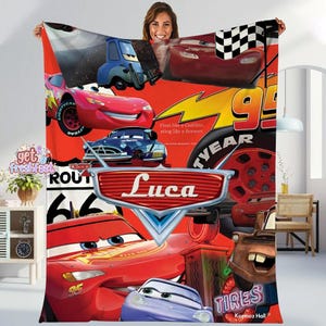 Personalized DisneyCars Characters Blanket, Lightning McQueen Tow Mater Blanket, Disneycars Blanket, Birthday Boy Girl Gift, Xmas Blanket image 1