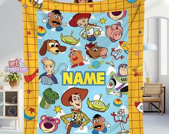 Personalized Toy Story Fleece Blanket, Woody And Buzz Lightyear Custom Blanket, To Infinity And Beyond Blanket, Disneyland Throw Blanket