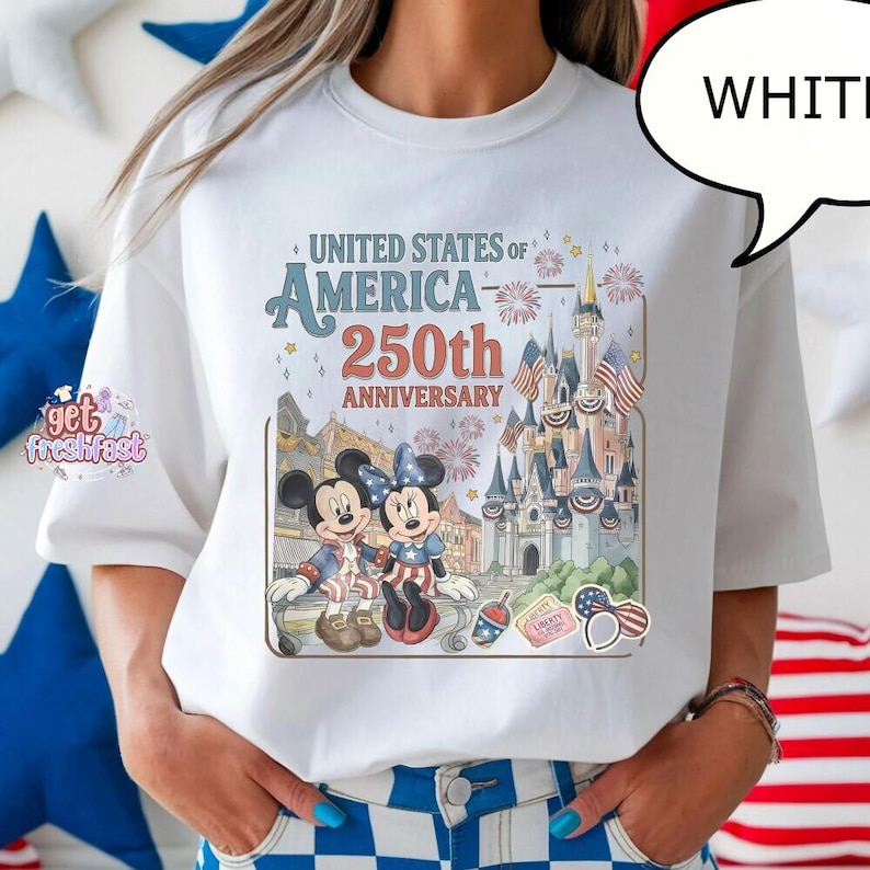 Camiseta Comfort Colors del 250 aniversario de Estados Unidos, camiseta de Disneyland del 4 de julio, camiseta de Feliz Cuatro de Julio imagen 2
