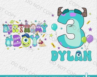 Personalized Monster INC Birthday Boy Png, Monster Family Birthday Party, Custom Monster Birthday Boy Png, Mike And Sully, Digital Download