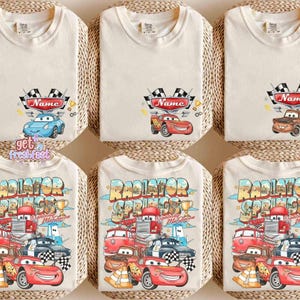 Custom Name Disney Cars Shirt, Pixar Lightning McQueen Tee, Tow Mater, Doc Hudson, Radiator Springs Shirt, Disney Family Trip, Disneyland imagem 1