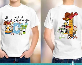Diseño PNG de Toy Story para cumpleaños de niño y niña personalizados, Toy Story de cumpleaños personalizado, camiseta de cumpleaños familiar a juego, descarga PNG