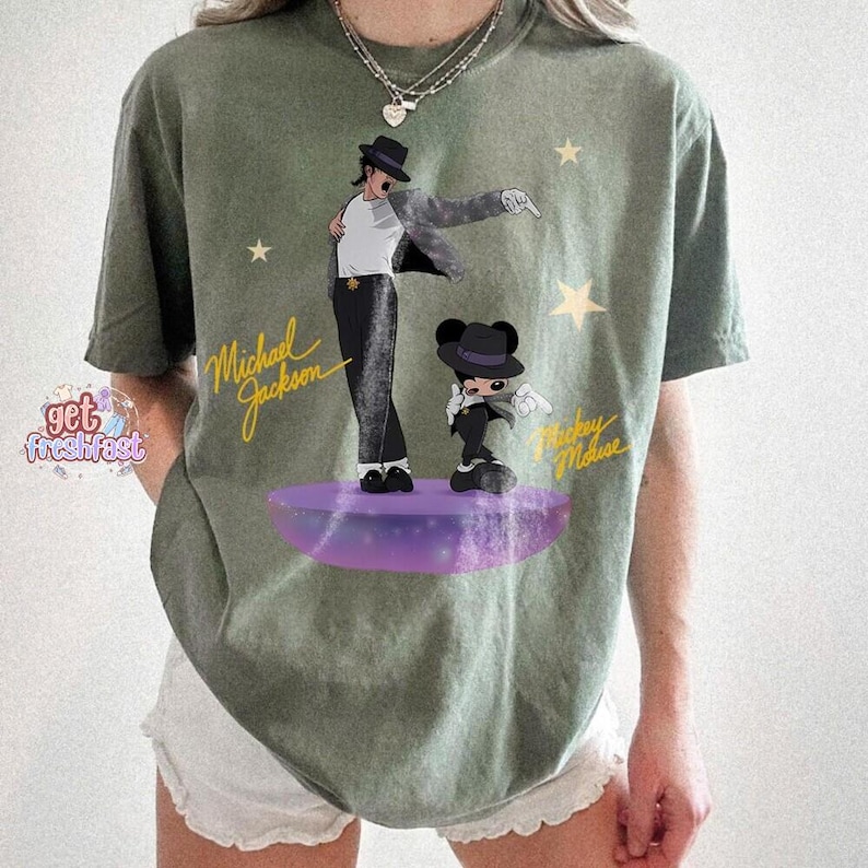 Funny Disneyland Mickey Mouse Shirt, Vintage Disneyland Music Tee, King of Pop Graphic Shirt, Retro Cartoon Dance Shirt image 5