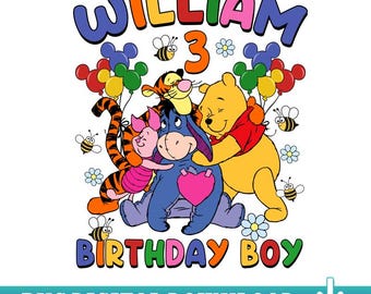 Personalized Name Age Pooh With Friends Shirt, Disneyland Winnie The Pooh Birthday Boy Shirt Digital, Custom Disneyland Family Trip
