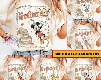 Customize It's My Birthday Mickey & Friends With Balloon Shirt, Mickey Mouse Birthday Gift Tee, Birthday Boy Girl, Birthday Gifts Tee