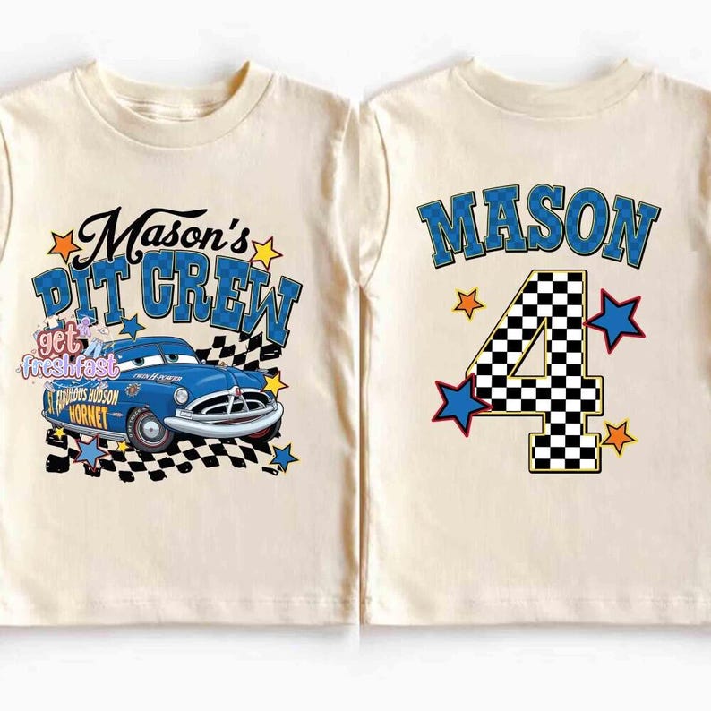 2-sided Pit Crew Disney Cars Shirts, Lightning McQueen Mater Sally Carrera Doc Hudson Racing Cars Land Group Matching Tee, Family Vacation image 3