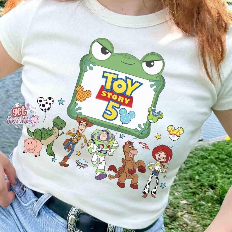 Disneyland Pixar Toy Story 5 Balloons Shirt, Disneyworld Toy Story Shirt, Toy Story Family Tee, Woody Buzz Lightyear Jessie Aliens Rex image 3