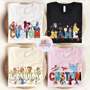 Custom Name Disneyland T-Shirts, Walt DisneyWorld Shirt, Disneyland Family Matching Trip Tee, Disneyland characters alphabet image 4