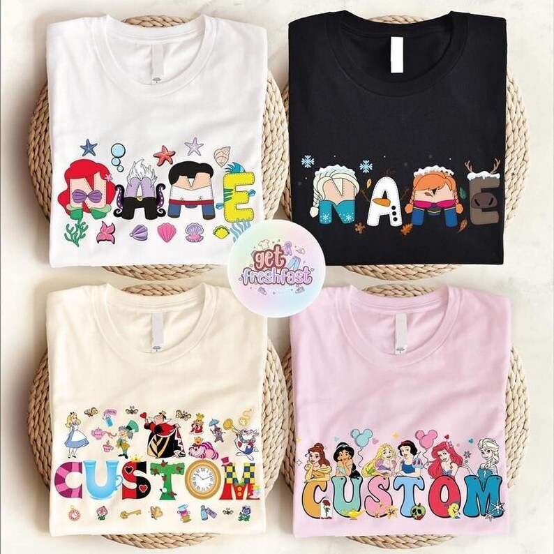 Custom Name Disneyland T-Shirts, Walt DisneyWorld Shirt, Disneyland Family Matching Trip Tee, Disneyland characters alphabet image 2