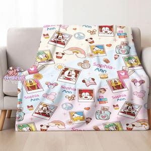 Personalized Mickey and Friends Blanket, Custom Name Disneyland Characters Throw, Soft Fleece Gift for Kids, Mickey Mouse Nursery Decor image 2