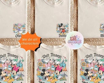 Custom Name Retro Walt Disneyworld Shirt, Mickey And Friends Tee, Family Disneyland Trip Shirt, Disneyland Matching Tee
