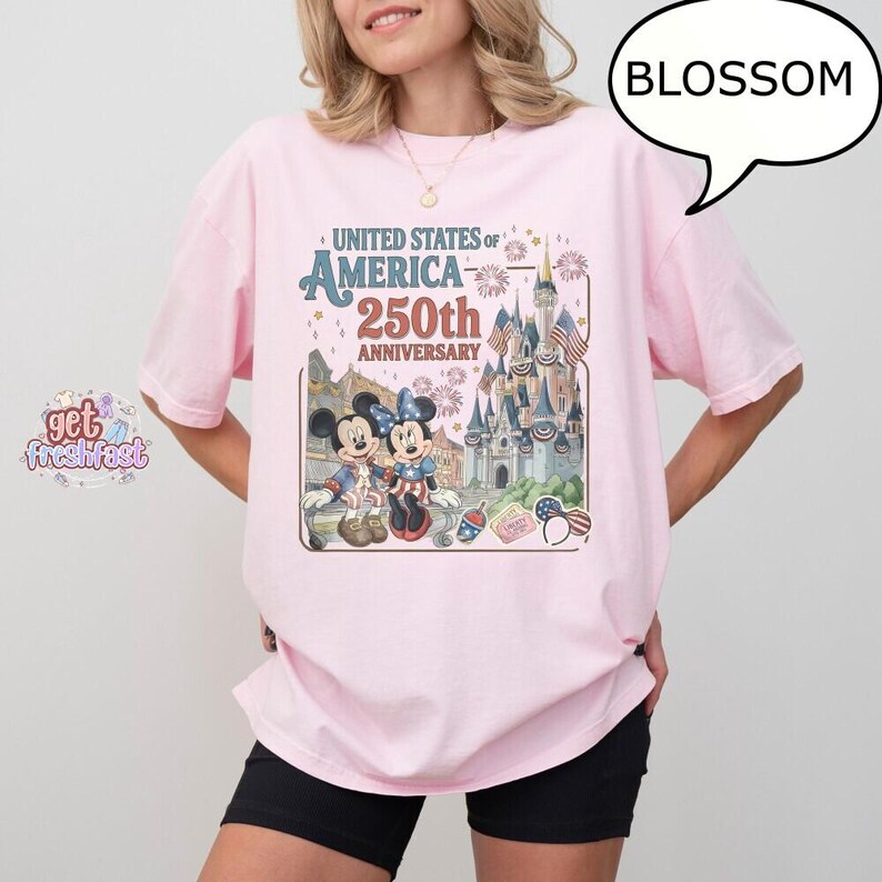 Camiseta Comfort Colors del 250 aniversario de Estados Unidos, camiseta de Disneyland del 4 de julio, camiseta de Feliz Cuatro de Julio imagen 3