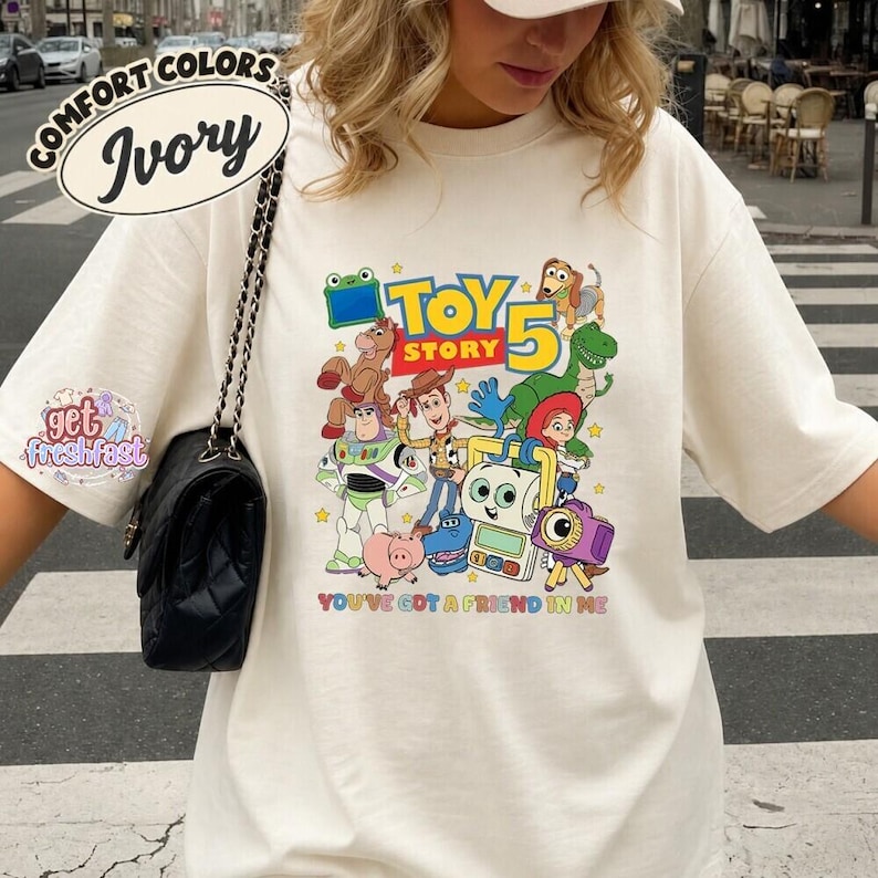 Toy Story 5 Characters Graphic T-Shirt, You've Got a Friend In Me Tee, Woody Buzz Jessie, Family Matching Trip Shirt image 1