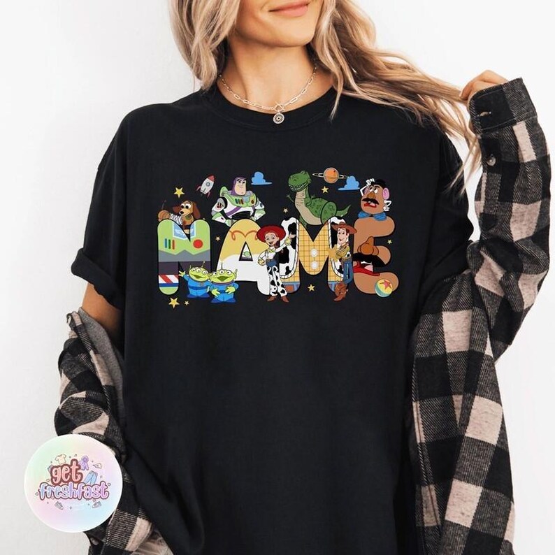 Custom Name Disneyland Toy Story T-shirt, Personalized Disneyland Buzz Woody Jessie Shirt, Custom Birthday Boy Girl Tee, Disneyland Trip Tee image 1