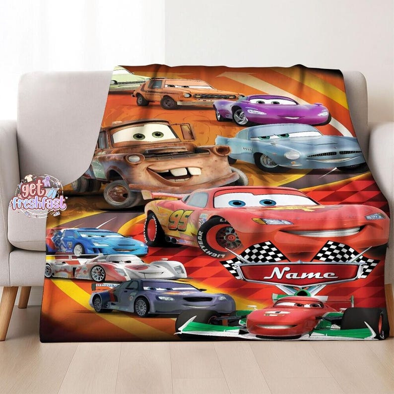 Personalized Disneyland Cars Blanket, Lightning McQueen Tow Mater Fleece Blanket, Cars Disneyland Blanket, Cars Birthday Boy Blanket Gift image 2