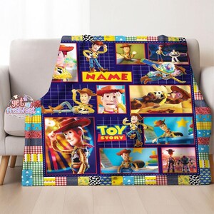 Personalized Disneyland Pixar Toy Story Blanket, Custom Name Baby Girl Boy Blanket, Toy Story Birthday Gift, Disneyland Xmas Blanket Gift image 2