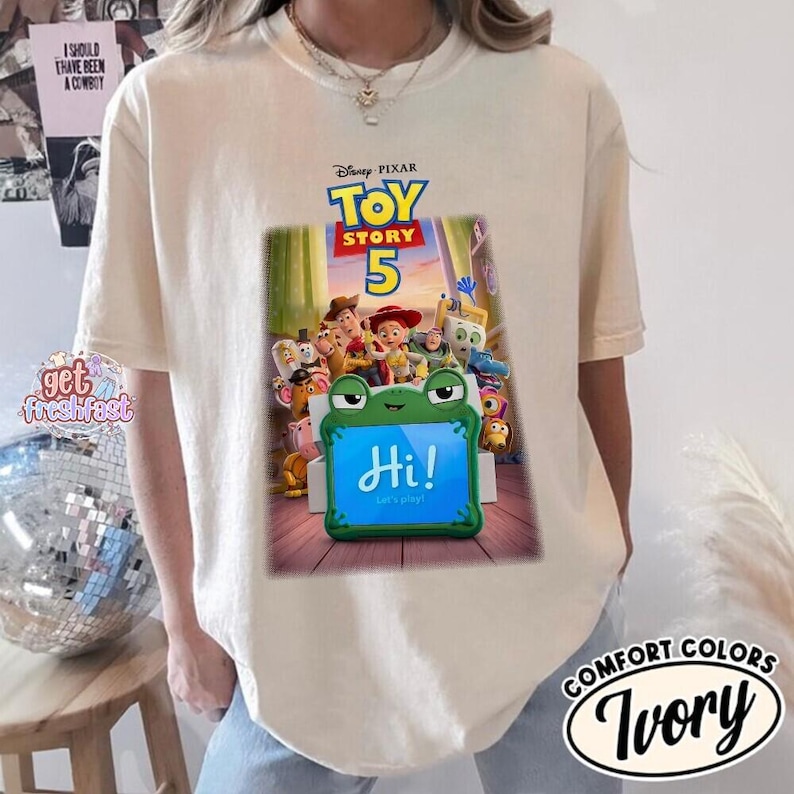 Disney Pixar Toy Story 5 Shirt, Lilypad Toy Story Comfort Colors Shirt, Woody Buzz Lightyear Lilypad Shirt, Disney Movie Characters Tee image 3